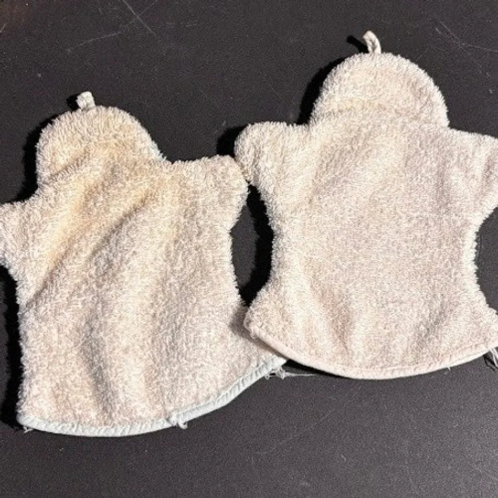 Vintage Puppet Style Washcloths Set Boy Girl Wash Your Face Neck Terry Cloth